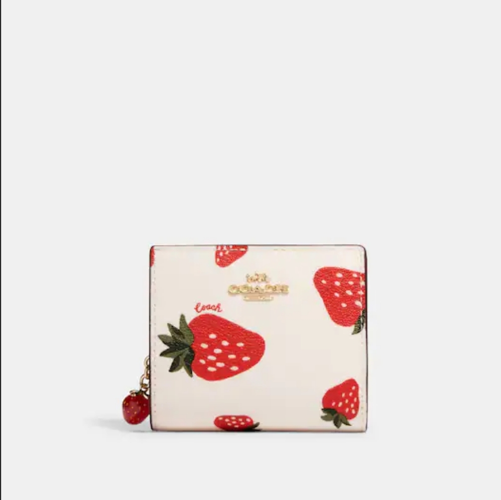 NWT Coach Strawberry Print Snap Wallet
